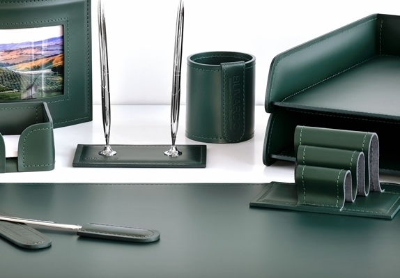 зеленый настольный набор из кожи buvardo