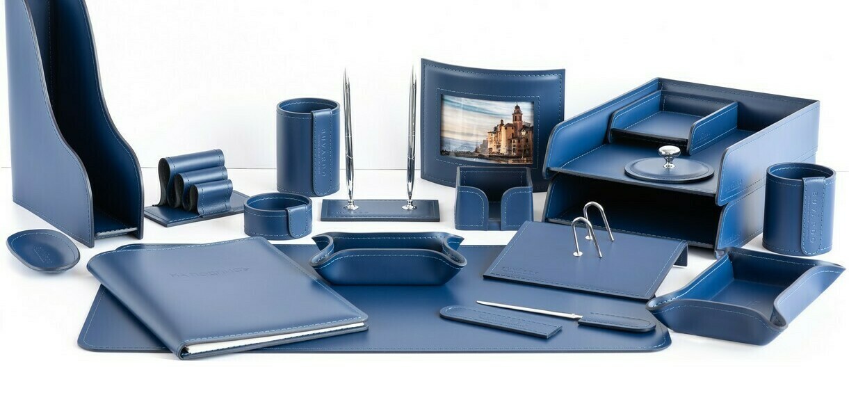 синий настольный набор для руководителя