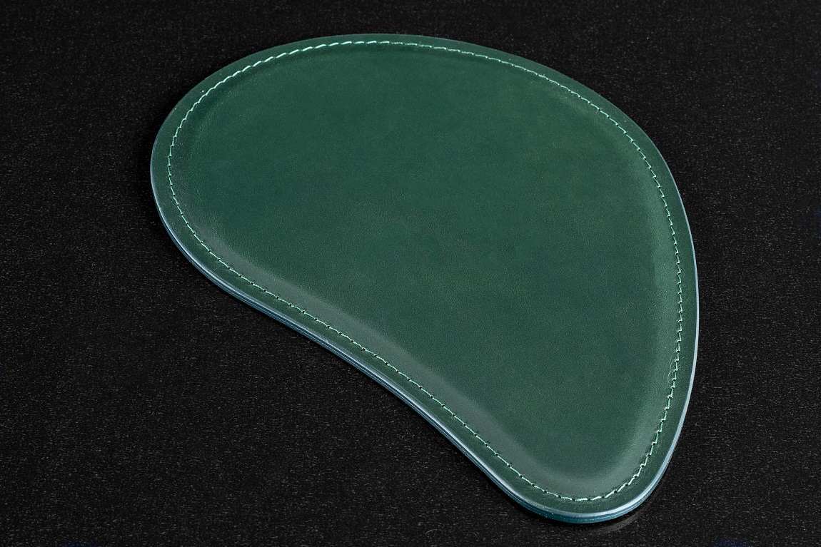 Коврик для мышки - Маус бювар из зеленой кожи люкс Full Grain