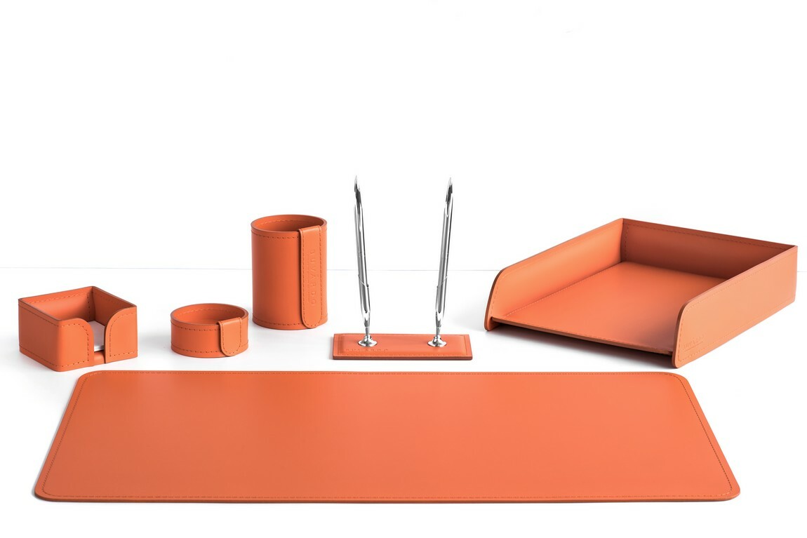 Офисный набор из оранжевой кожи 6предметов