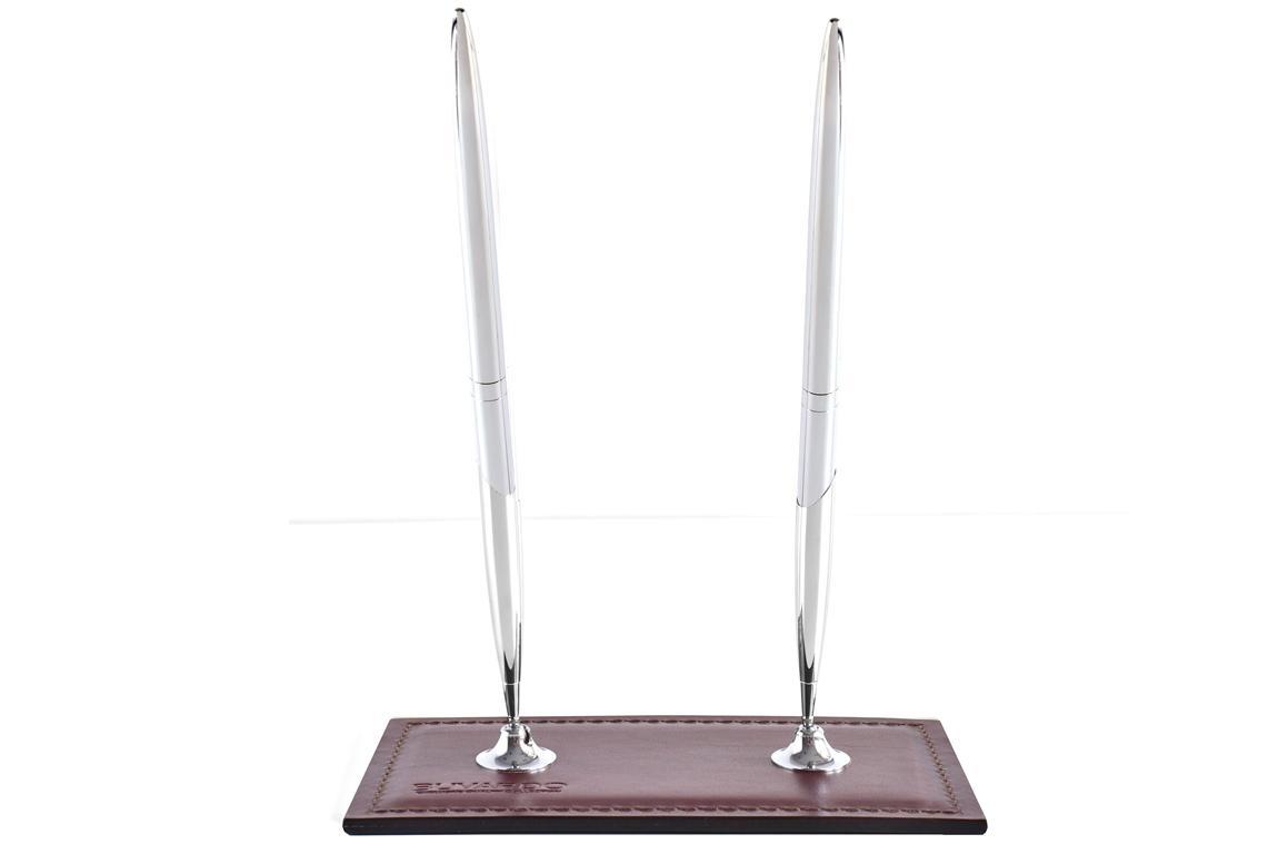 Подставка для 2х ручек из кожи FG Brown/черный