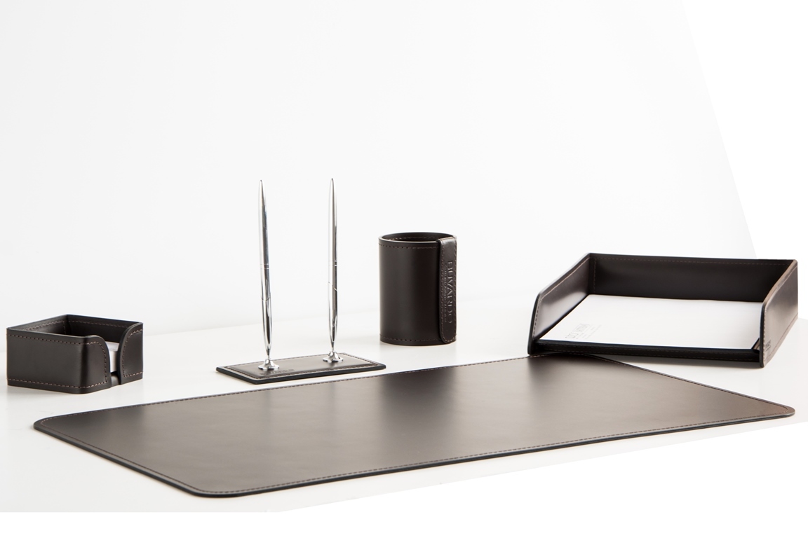 Набор настольный 5 предметов из кожи цвет шоколад №4