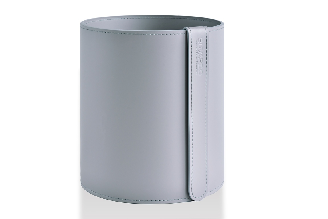 Корзина для мусора D26 из серой кожи