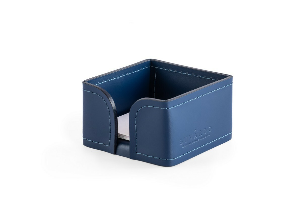 Лоток для блока бумаги из синей кожи оттенок сапфир