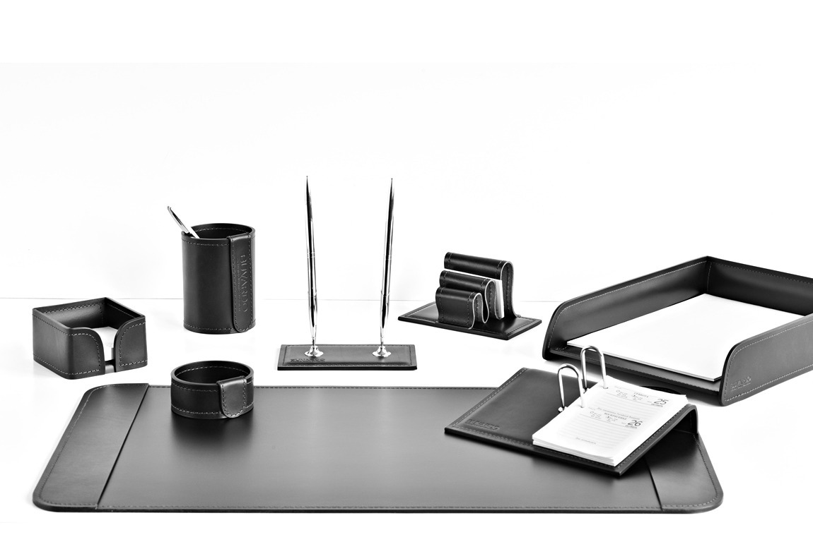 Офисный набор для руководителя 8 предметов из кожи FG Black/черный