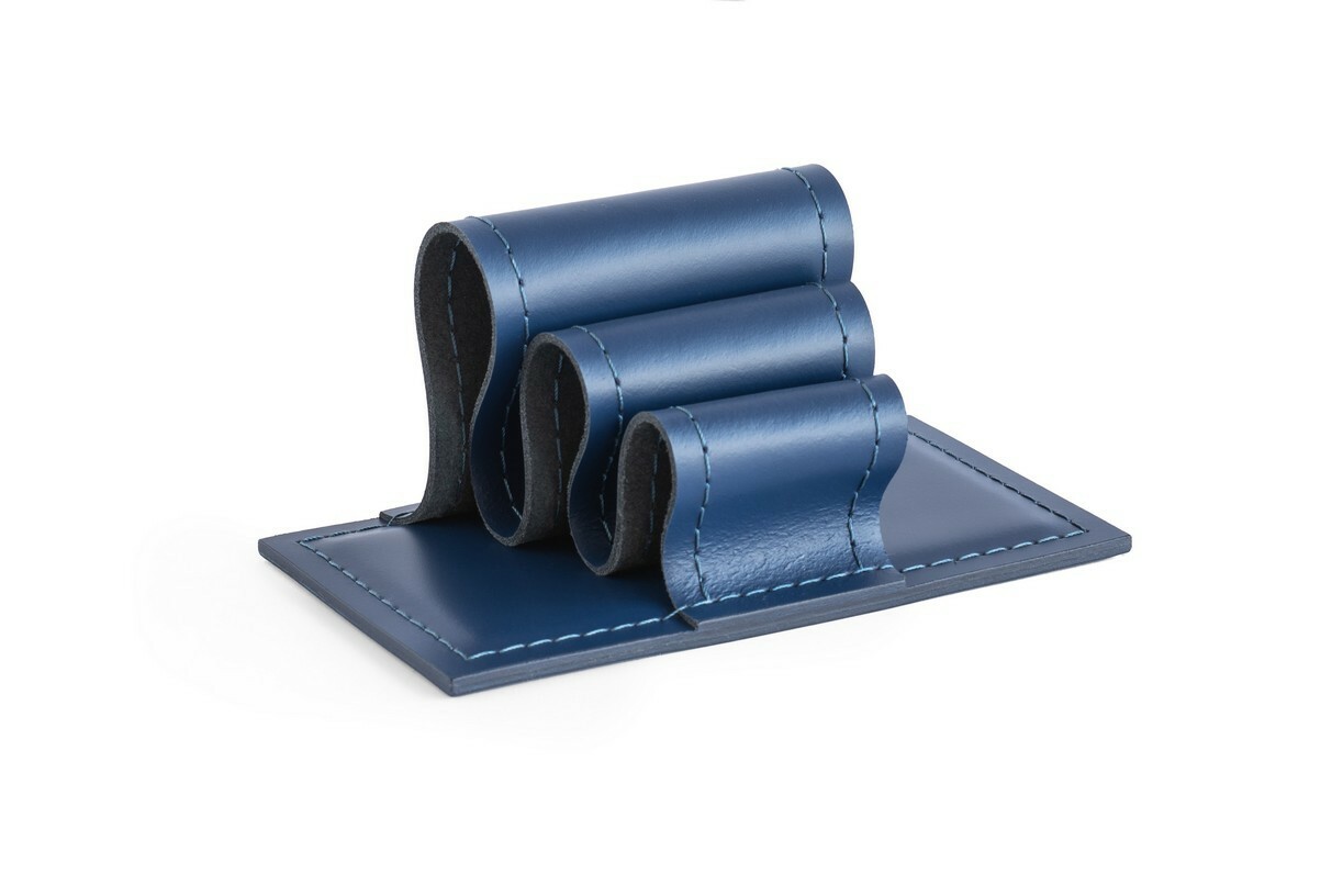 Визитница - холдер из кожи синий сапфир