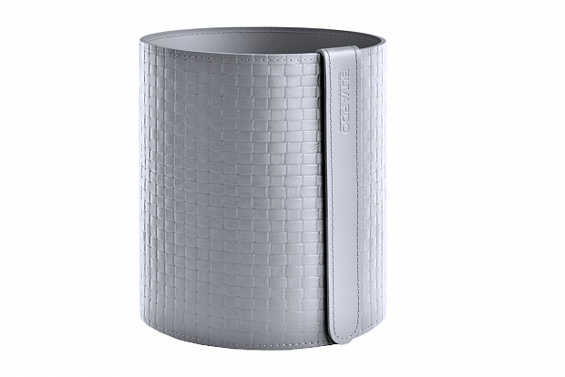 Корзина для мусора D26 из серой кожи treccia