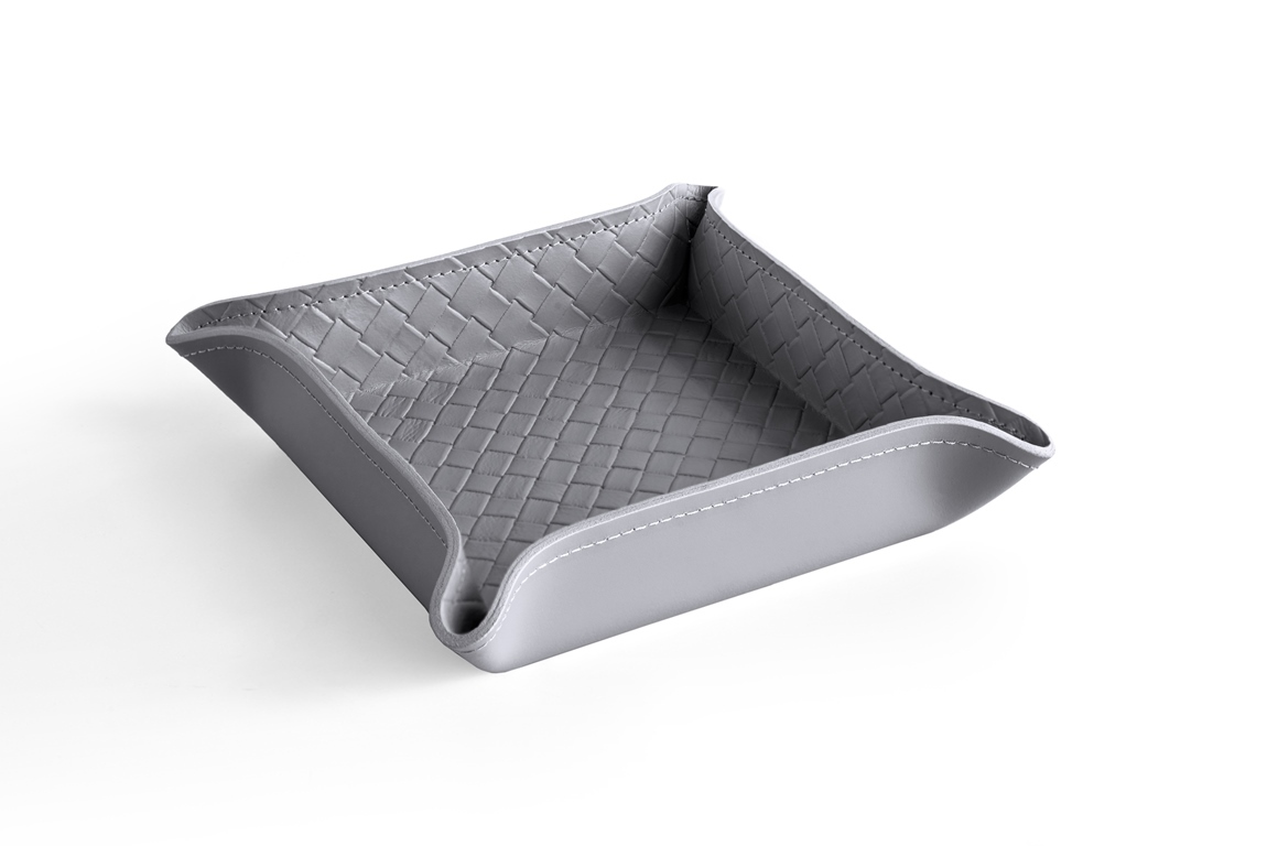 Лоток большой фигурный серый intrecciato