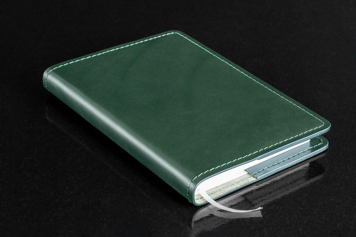 Кожаный Ежедневник А5 зеленый Люкс FG Green