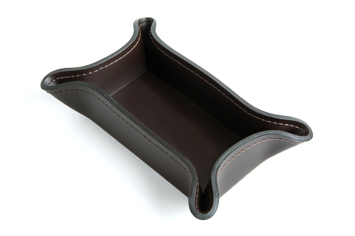 Лоток  фигурный из кожи шоколад