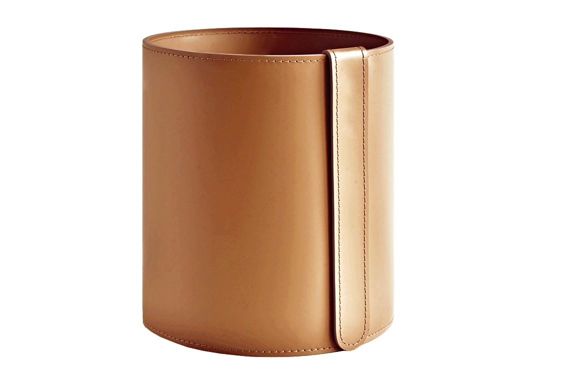 Корзина из кожи цвет табак для мусора, бумаг