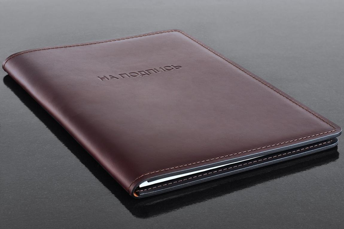 Папка НА ПОДПИСЬ из кожи FG Brown/черный