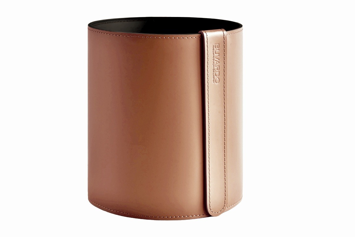 Корзина для мусора D26 из кожи цвет табак/шоколад