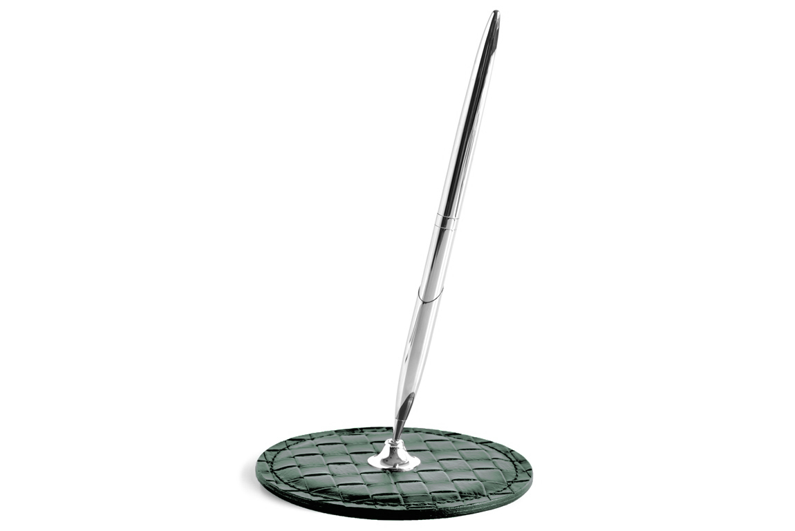 Подставка для 1 ручки buvardo из кожи treccia зеленый Подставка для 1 ручки buvardo из кожи treccia зеленый