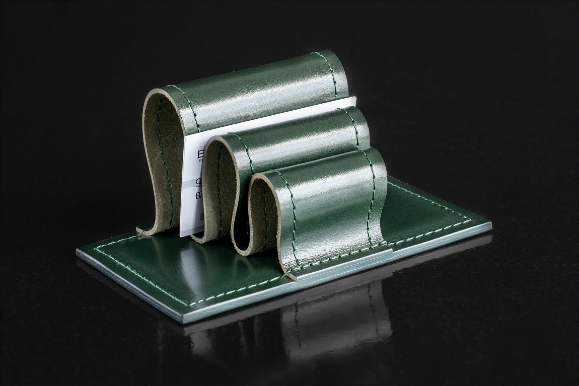 Визитница - холдер из зеленой кожи люкс FG Green