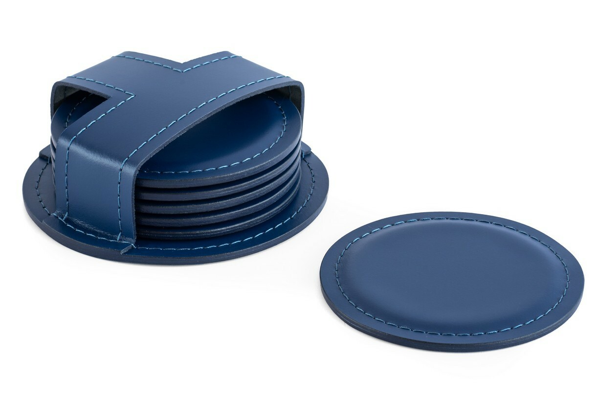 Набор костеров в чехле из синей кожи