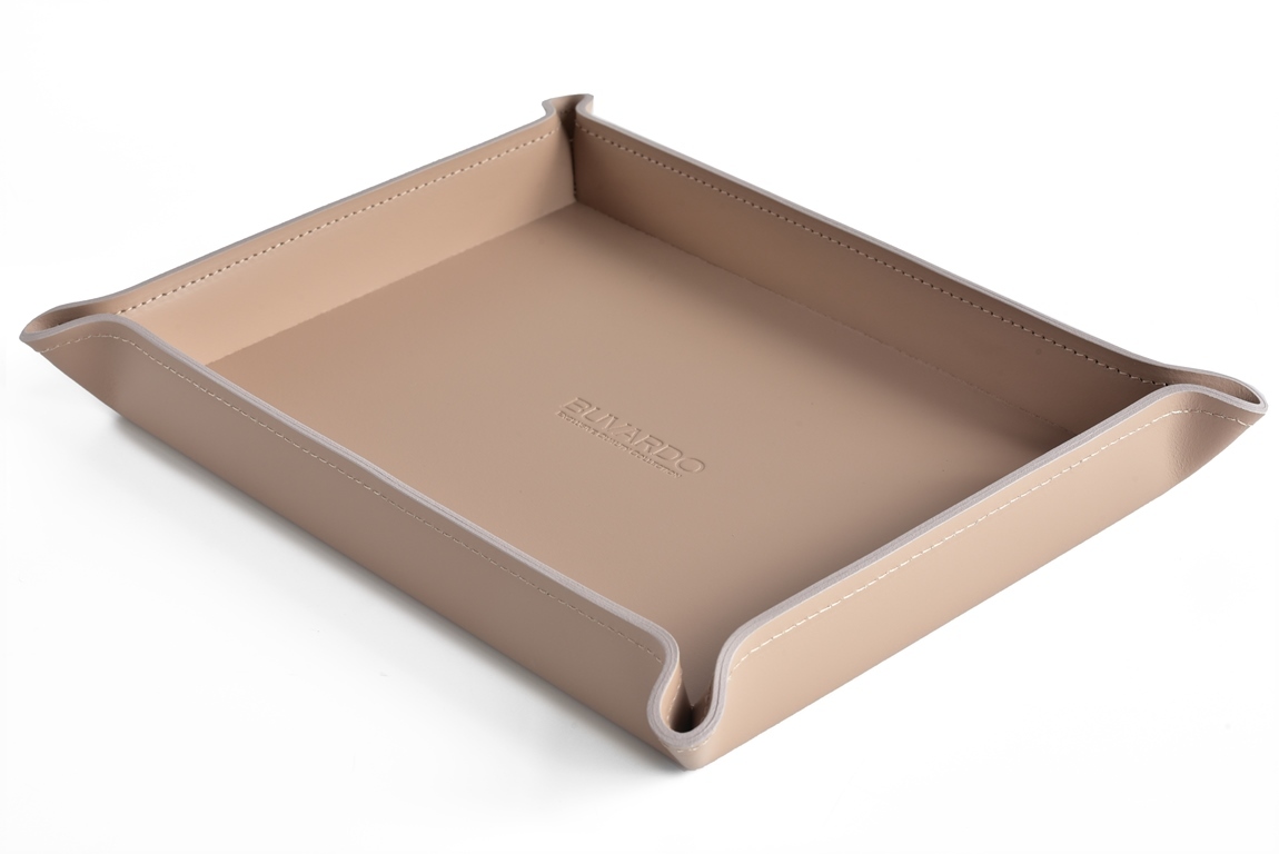 Лоток А4 фигурный из кожи цвет caffe latte (какао)