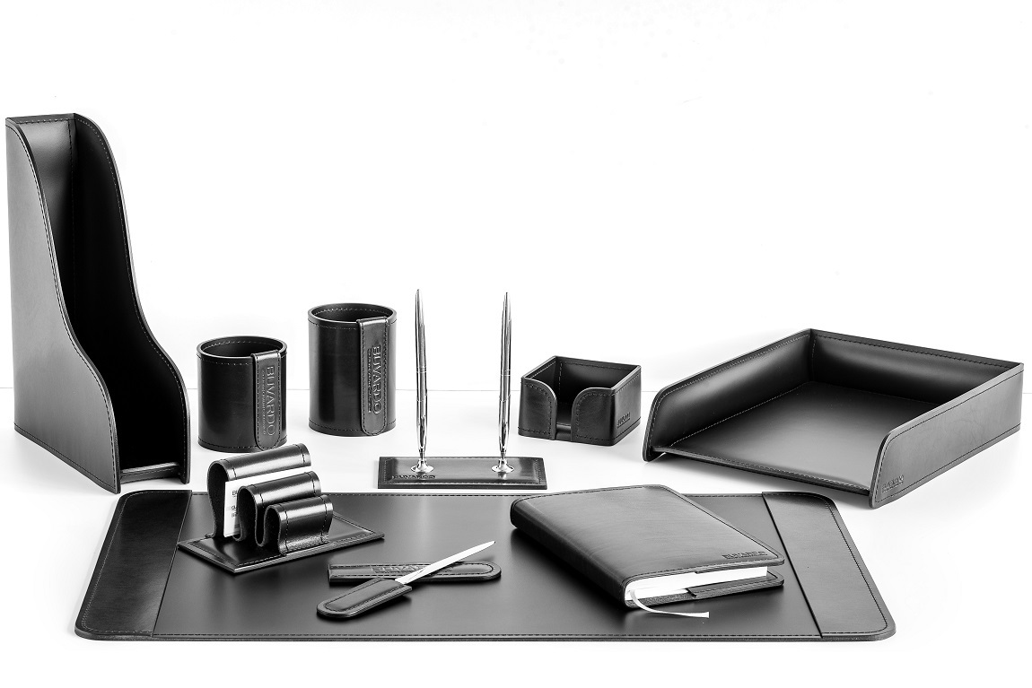 Набор руководителя для кабинета 10 предметов из кожи full grain black/cuoietto черный