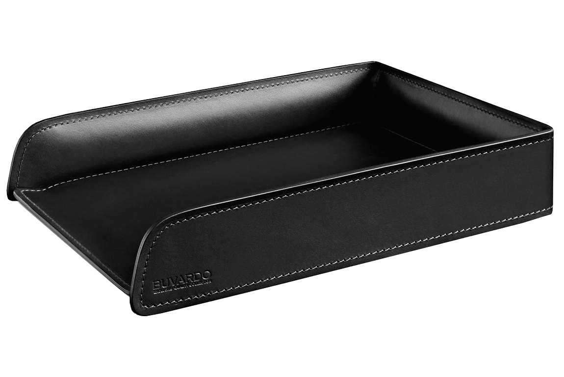 Лоток А4 горизонтальный из кожи FG Black/черный