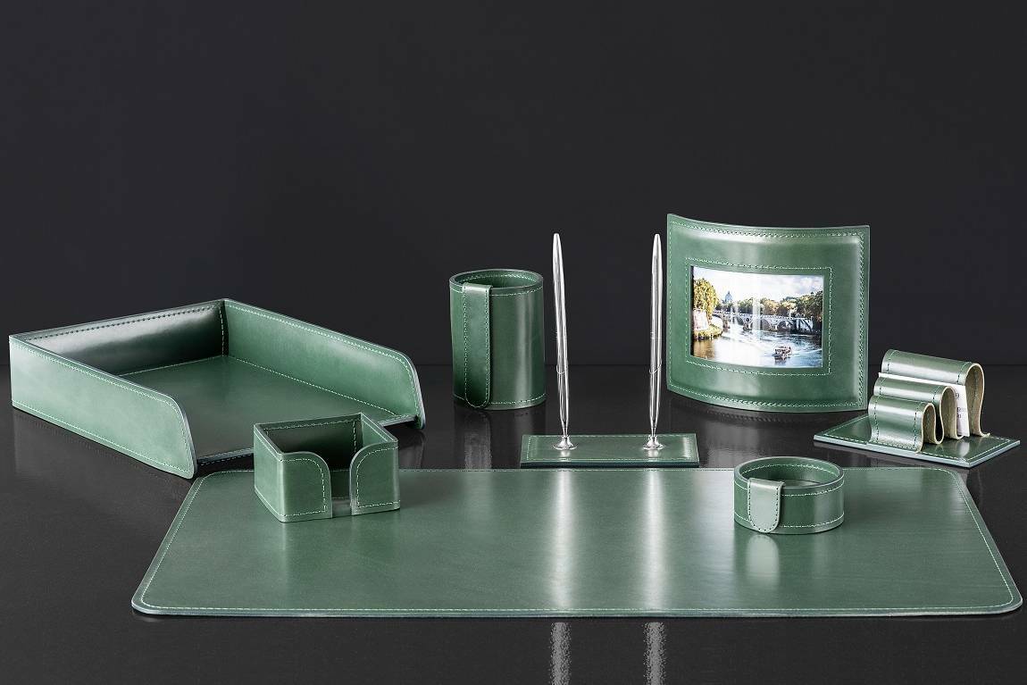 Настольный набор руководителя 8предметов из кожи люкс FG Green