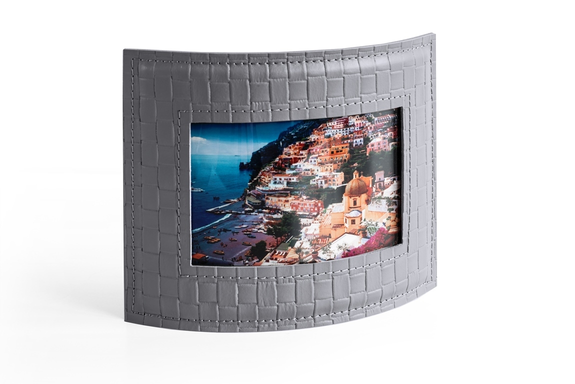 Кожаная фоторамка  treccia/серый