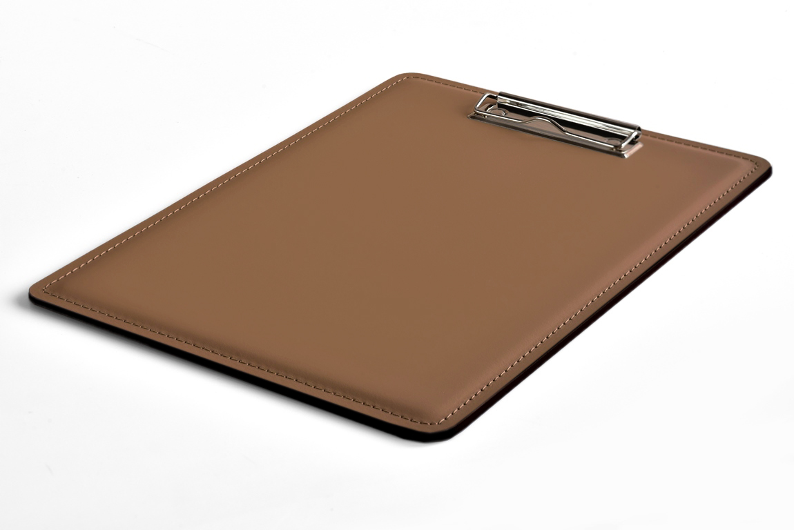 Планшет А4 с зажимом из кожи цвет табак/шоколад