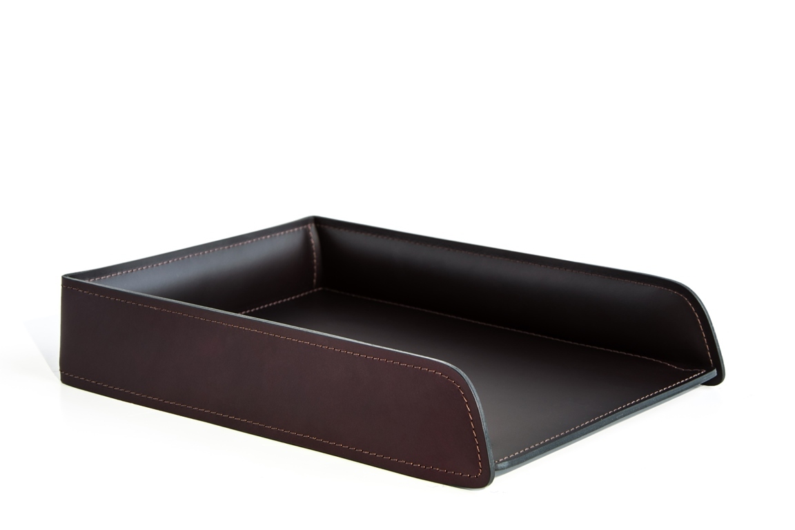 Лоток А4 горизонтальный из кожи FG Brown/черный