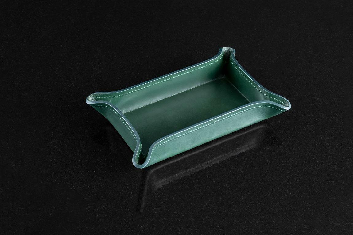 Лоток фигурный из зеленой кожи FG Green