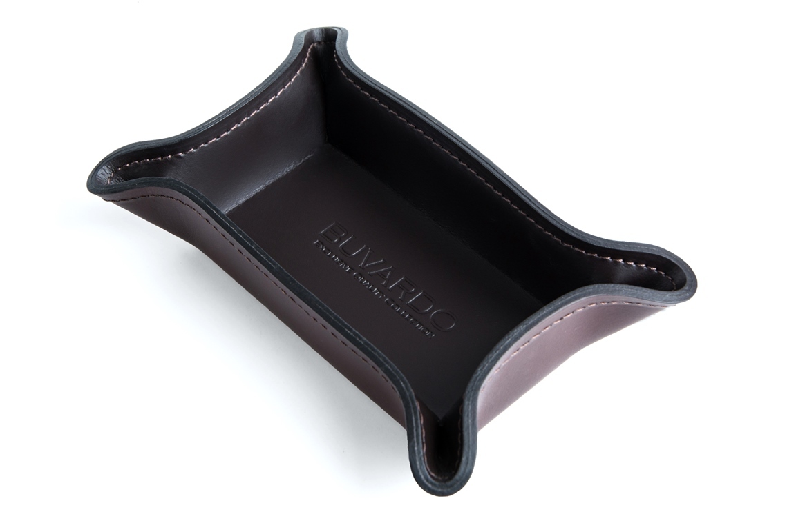 Лоток малый фигурный из кожи FG Brown/черный