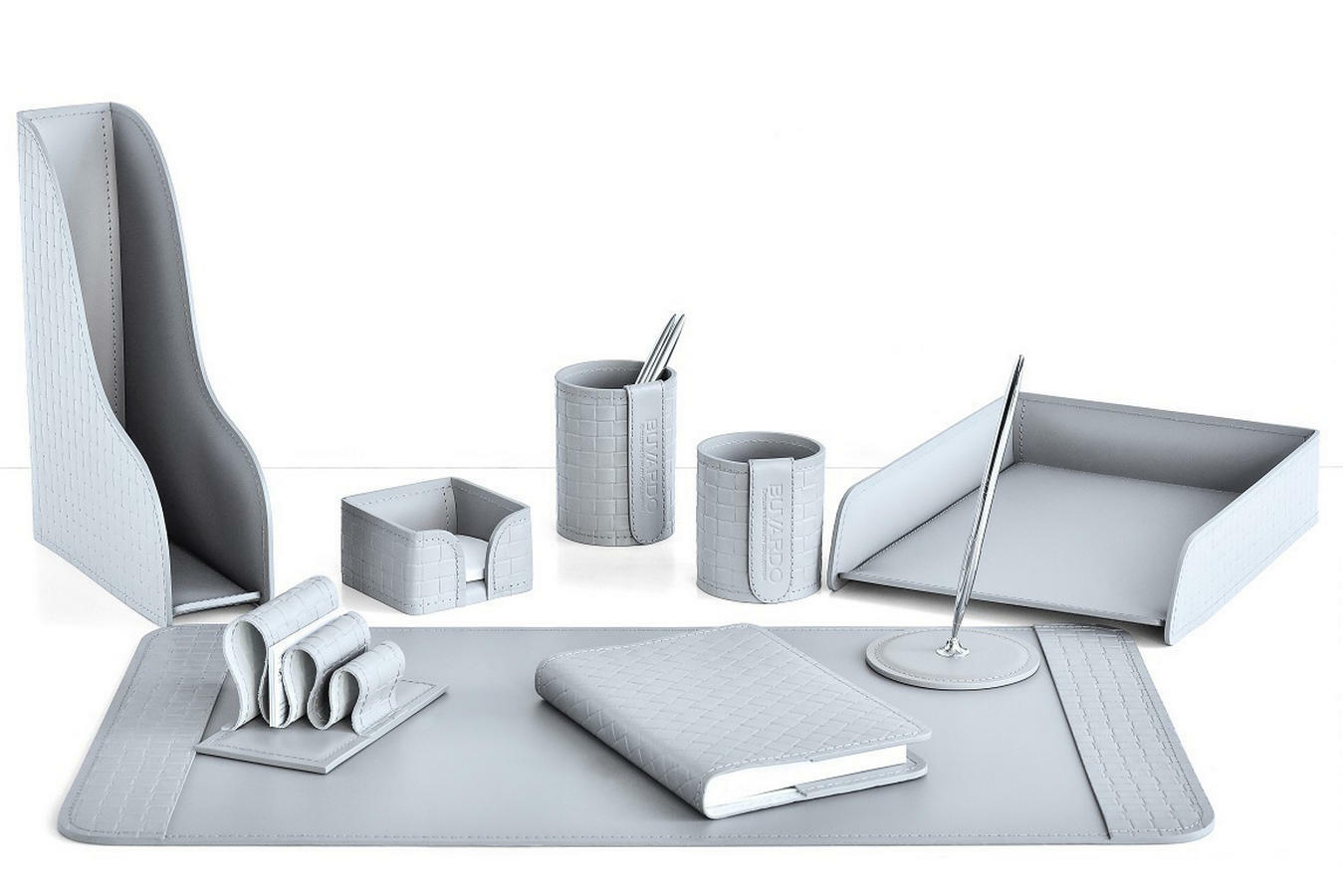 Настольный набор Treccia/серый 9 предметов из кожи с ежедневником