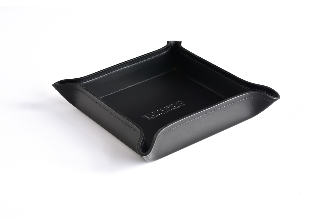 Лоток большой фигурный из кожи черный