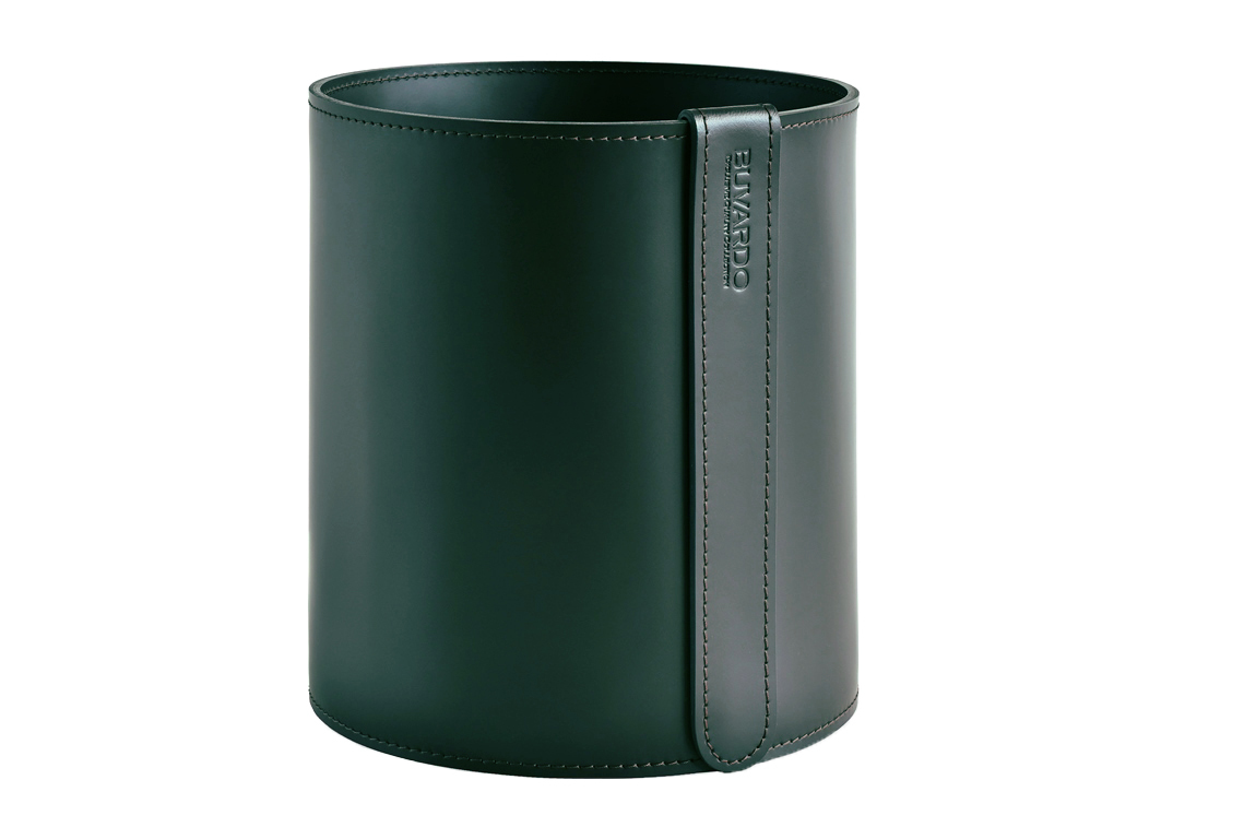 Корзина из зеленой кожи для мусора Корзина из зеленой кожи для мусора