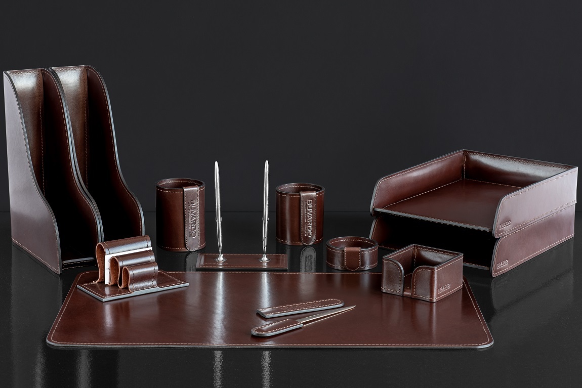 Набор настольный для руководителя 12 предметов из кожи ЛЮКС Full Grain Brown Набор настольный для руководителя 12 предметов из кожи ЛЮКС Full Grain Brown