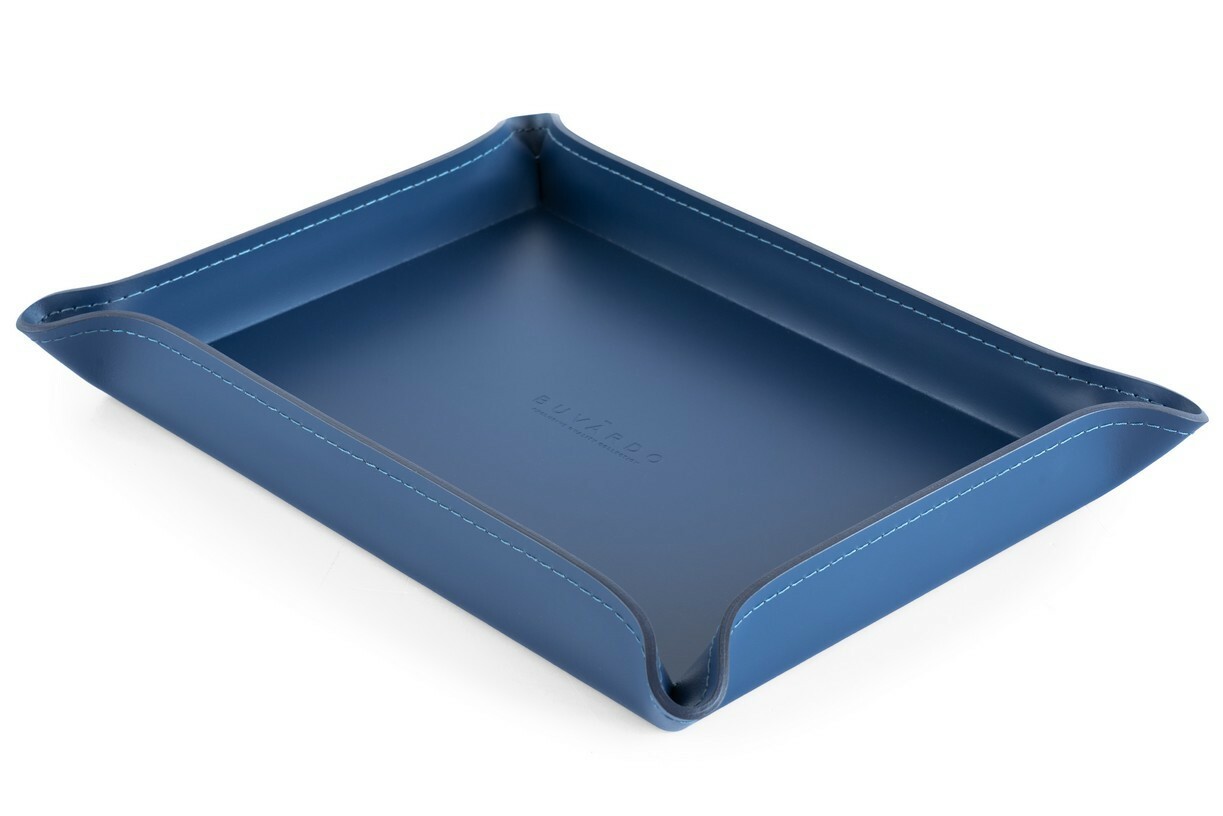 Лоток А4 фигурный из кожи цвет сапфир