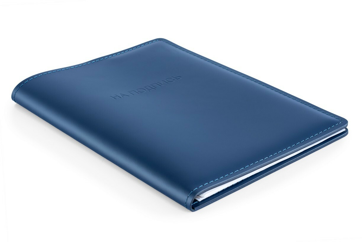 Папка НА ПОДПИСЬ кожаная синяя