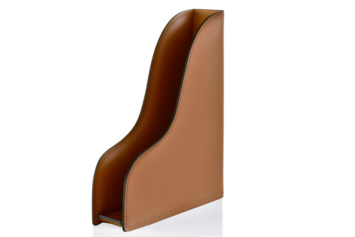 Лоток А4 вертикальный из кожи цвет табак