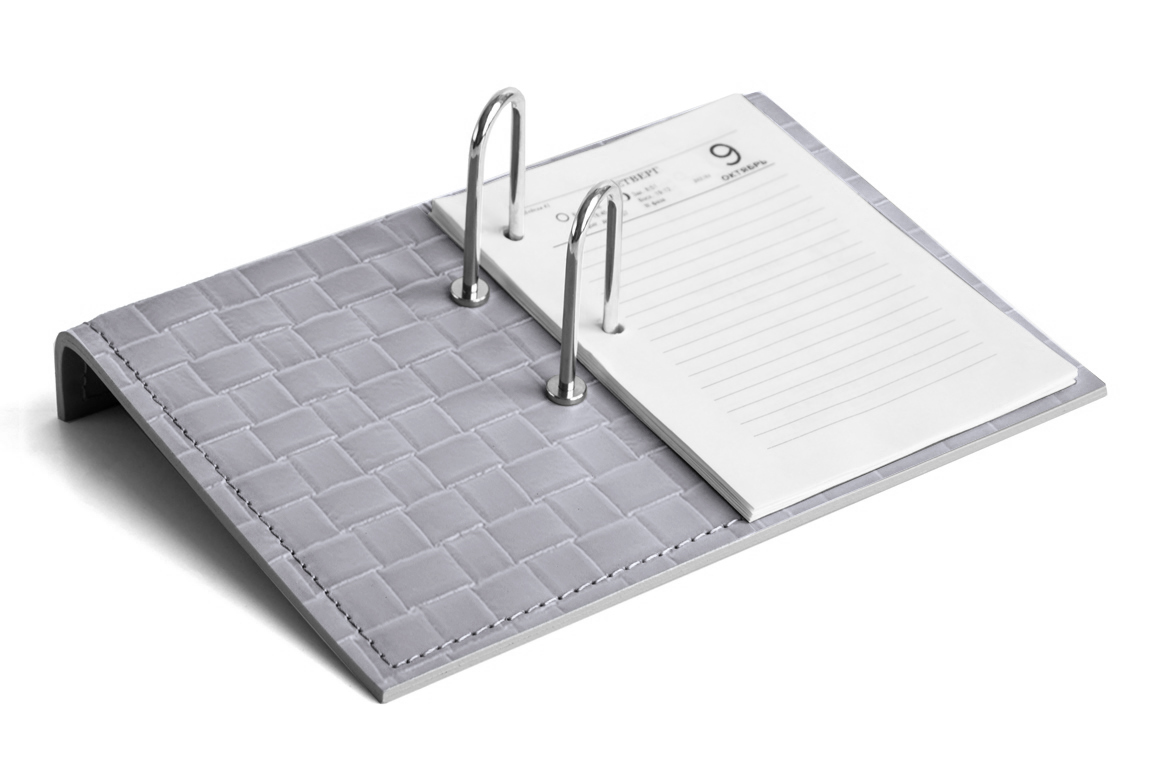 Держатель перекидного календаря из кожи treccia серый