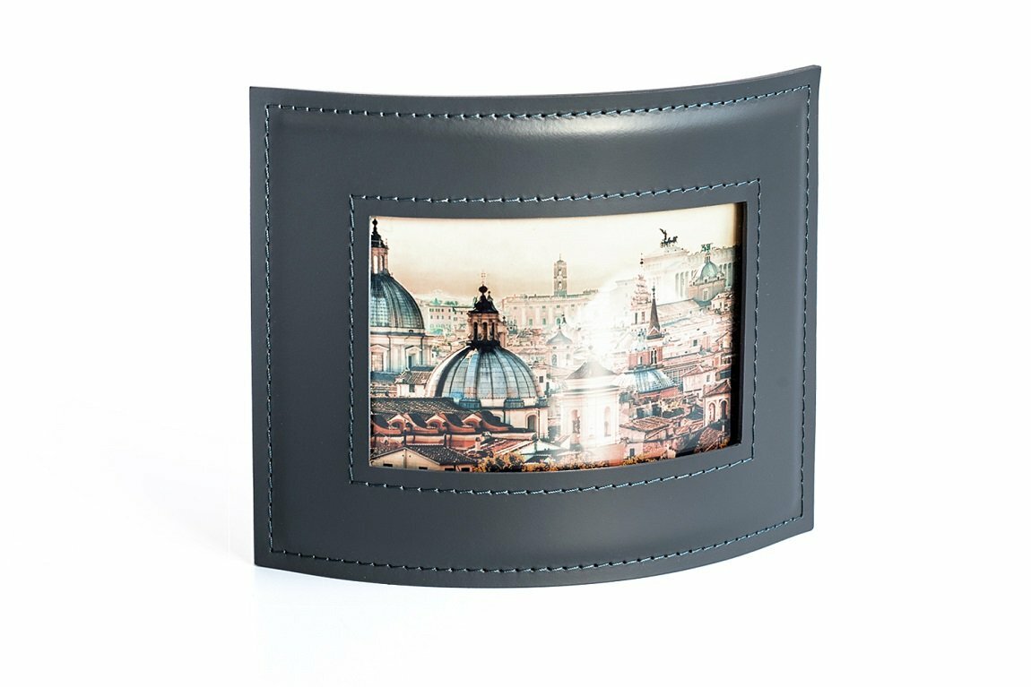 Фоторамка из кожи цвет темно-серый