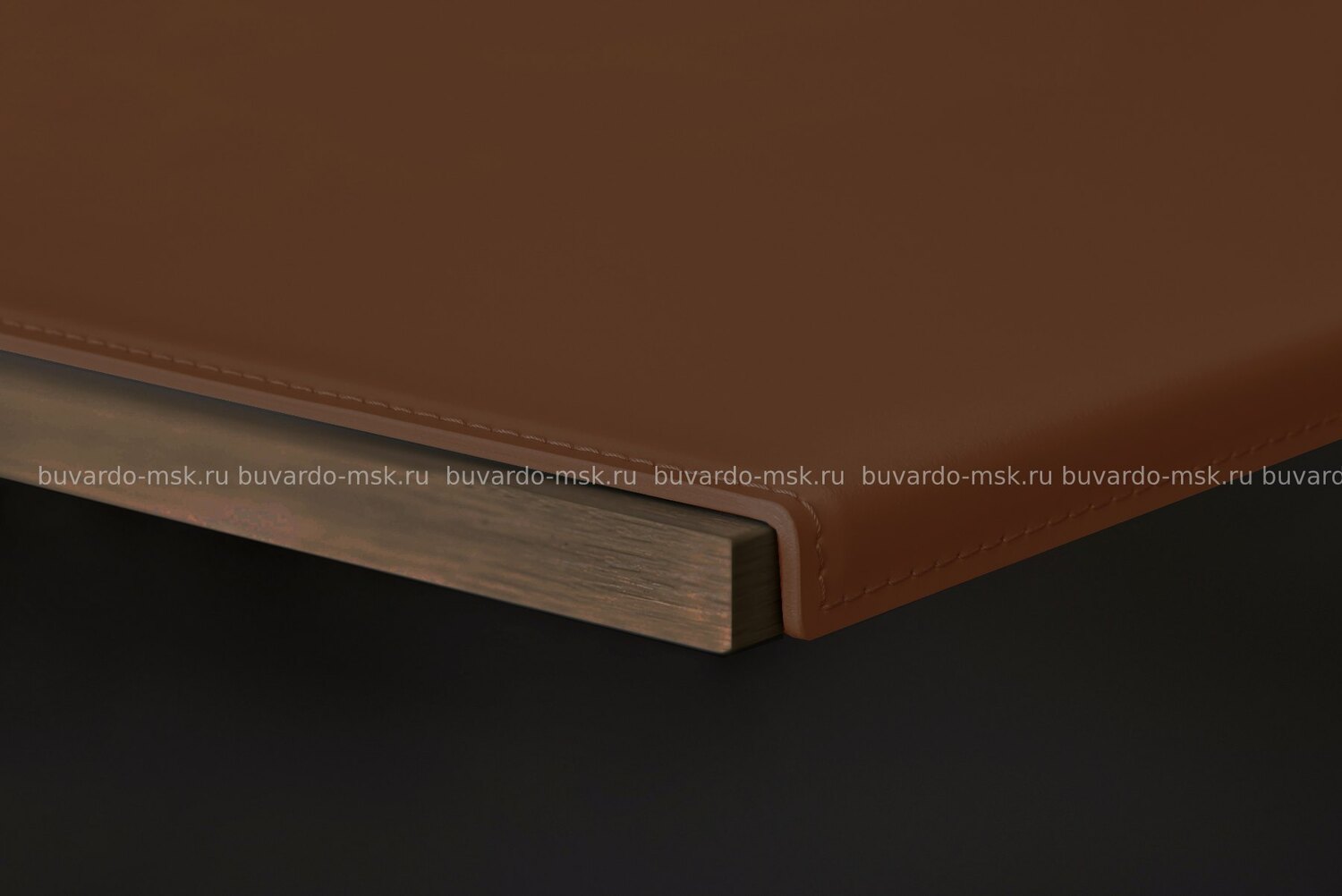Кожаный бювар с загибом с металлической основой цвет орех Кожаный бювар с загибом с металлической основой цвет орех