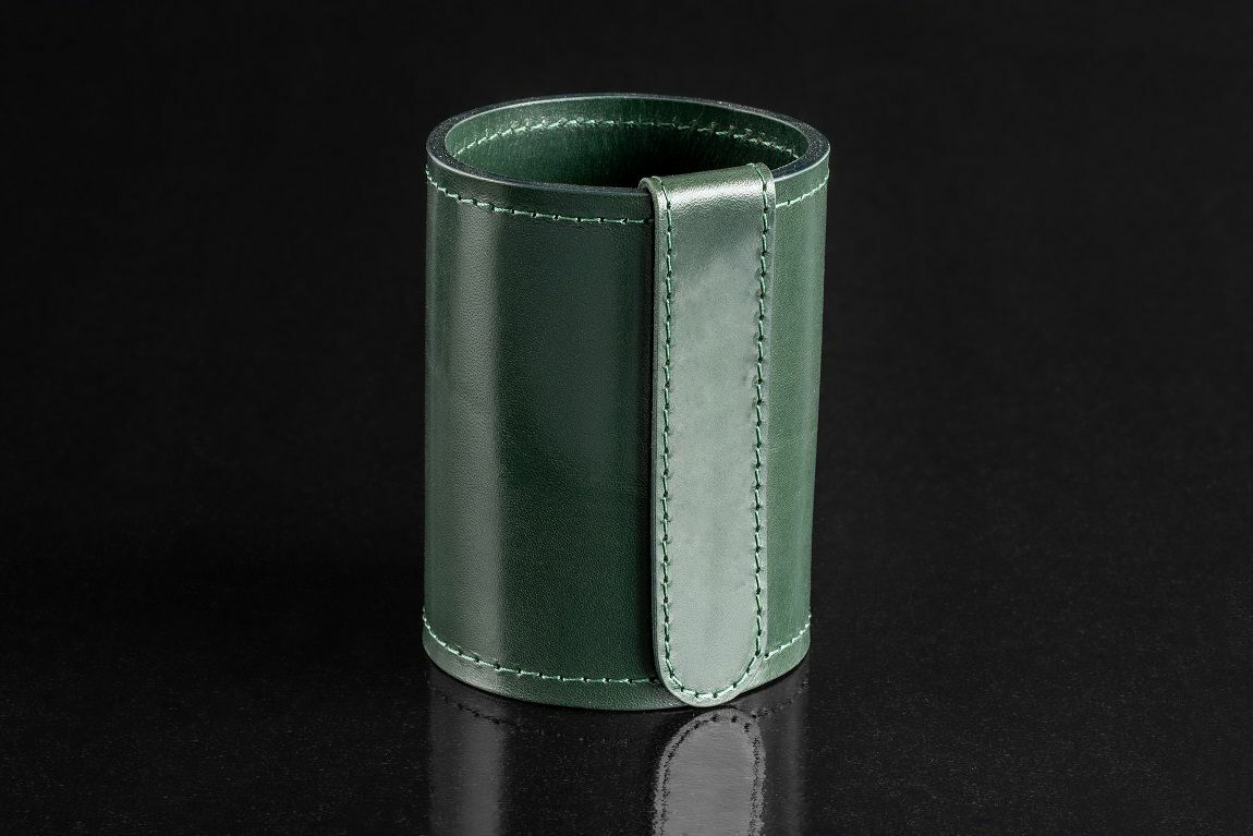 Стакан для ручек Н12 из кожи Люкс FG Green