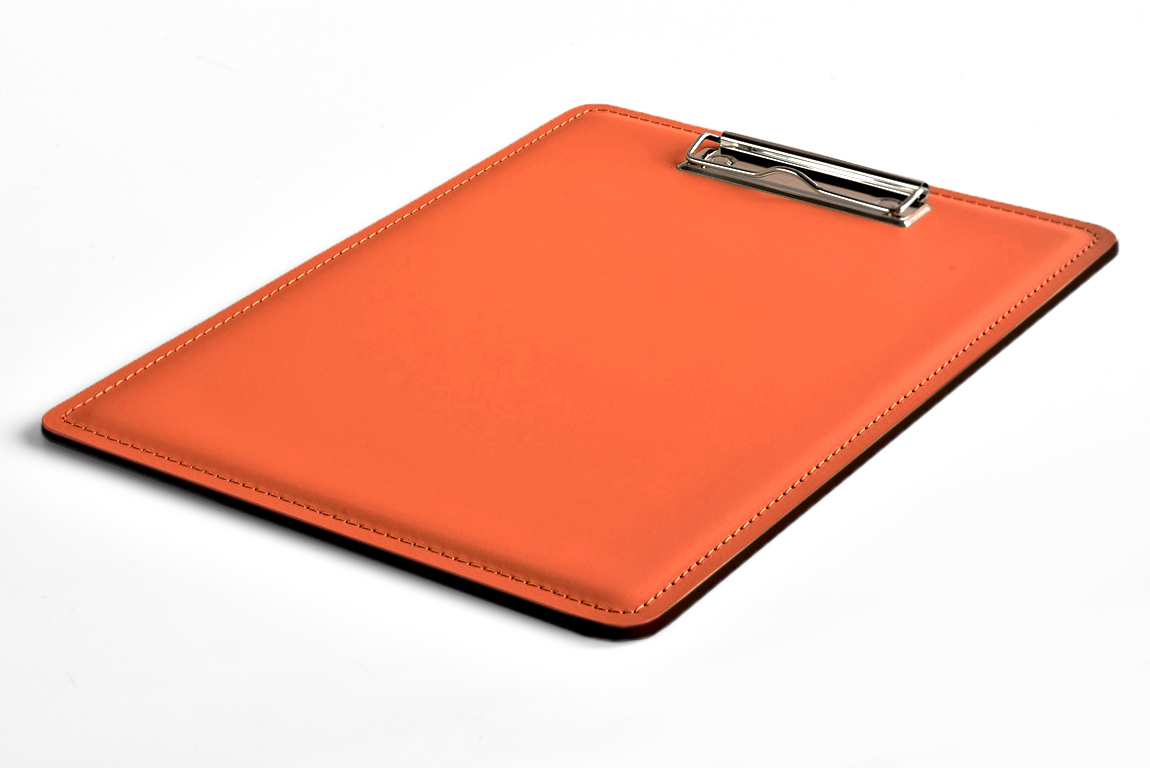 Планшет А4 с зажимом из кожи цвет оранж/шоколад