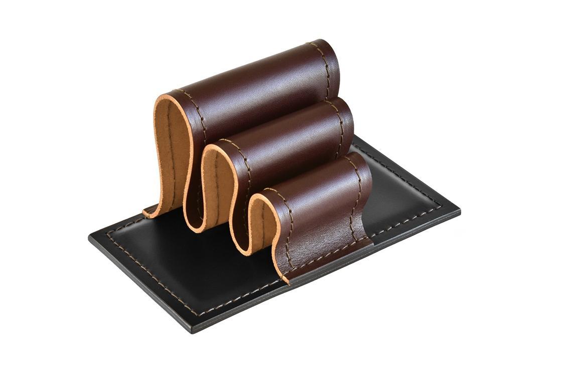 Визитница - холдер из кожи Brown/ черный