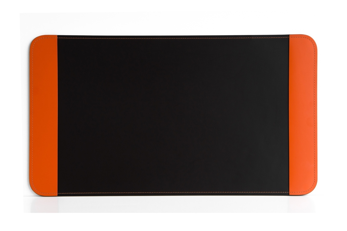 Бювар из кожи шоколад с накладками экстра цвет оранж